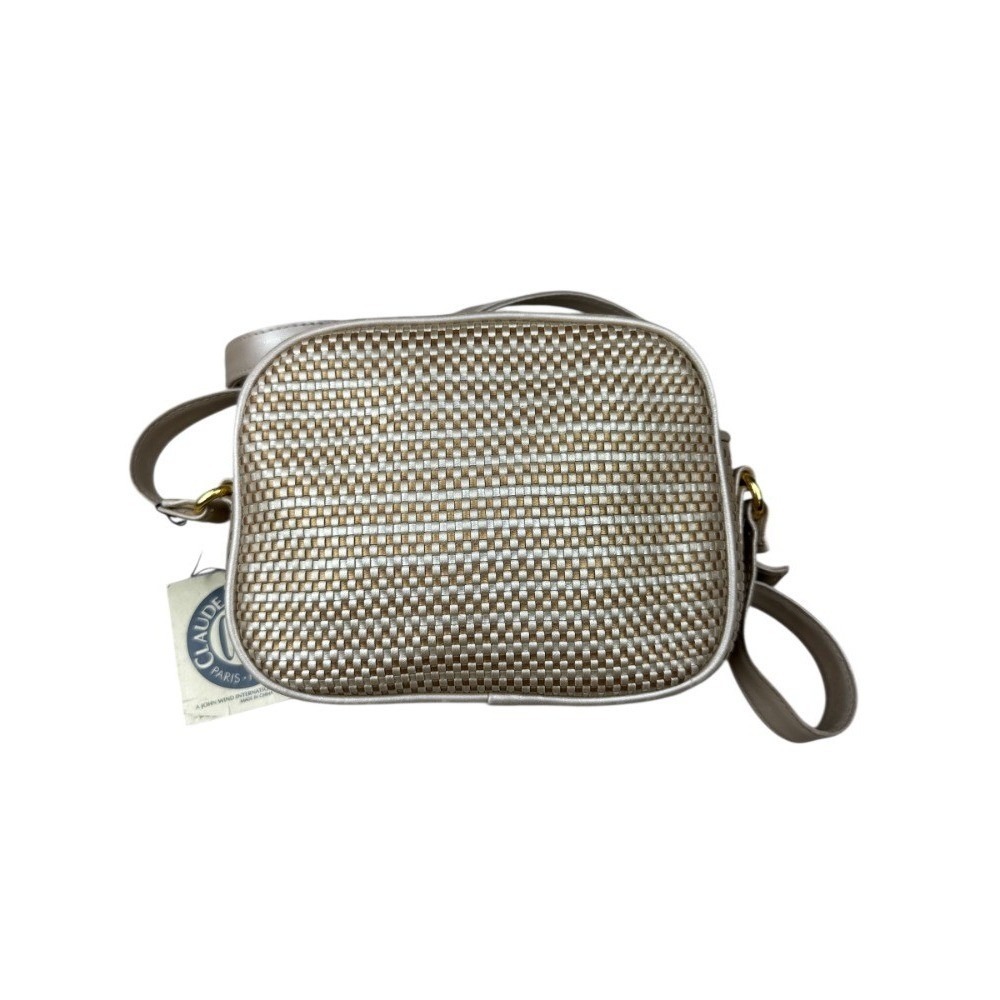 Claude Van Pelle Two Tone Camera Bag Gold Silver Vegan Leather Crossbody Purse